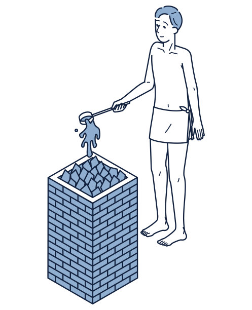 男性在桑拿房里享受自我放松图片下载