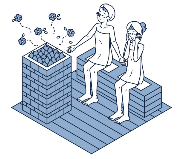 两个女人在桑拿房里享受香气图片下载