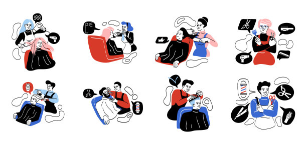 一套理发师和理发师图片下载