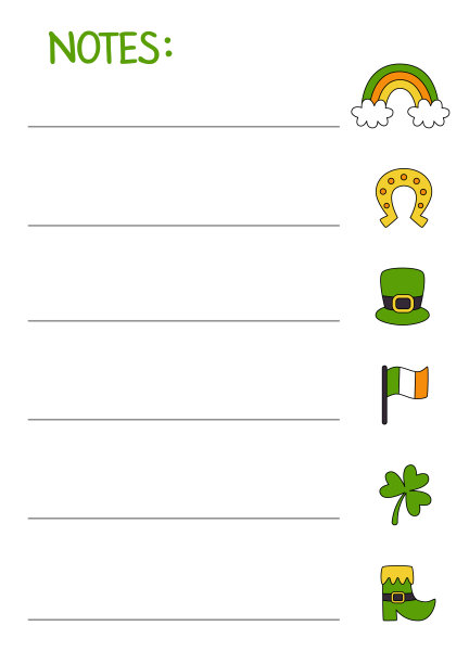 矢量记事本与可爱的卡通圣帕特里克日元素。图片下载
