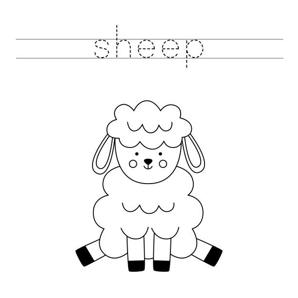 描出字母和复活节羊的颜色。为孩子们练习书写。图片下载