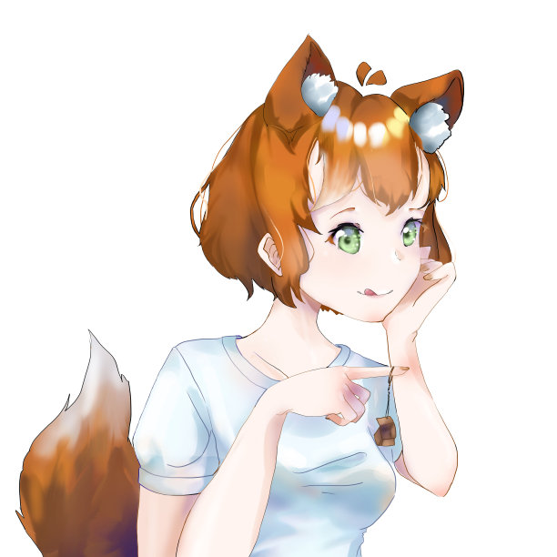 可爱的时尚动漫女孩。数码插图图片下载