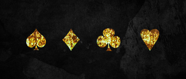 各种垃圾牌套装，黑色背景。赌博的概念。图片下载