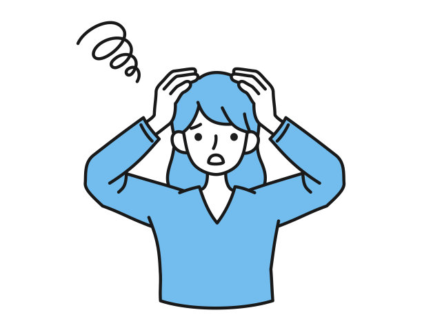 一个女人困惑的表情的插图，姿势持有他的头，在白色背景上的矢量插图设计元素图片下载