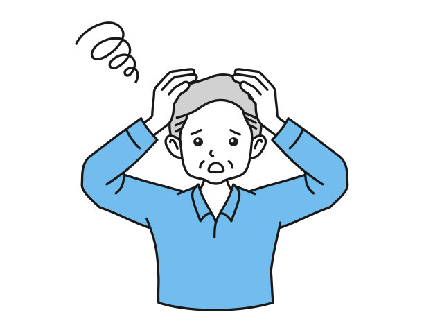 插图与困惑的表情的一个老人，姿势持有他的头，在白色背景上的矢量插图设计元素图片下载