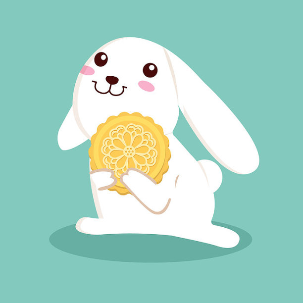 创意卡通抱着月饼的兔素材图片下载