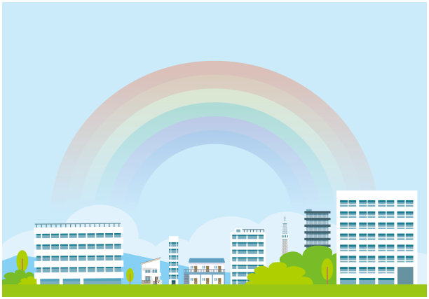 蓝天彩虹气球生活图片下载