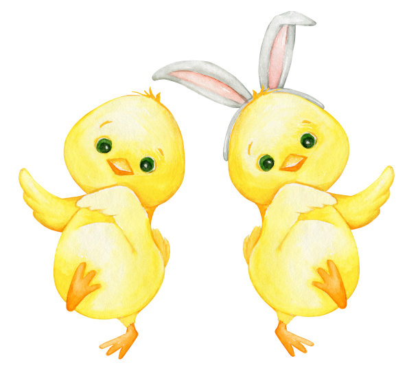 卡通风格的鸡，在一个孤立的背景上。可爱的动物，复活节的象征。图片下载