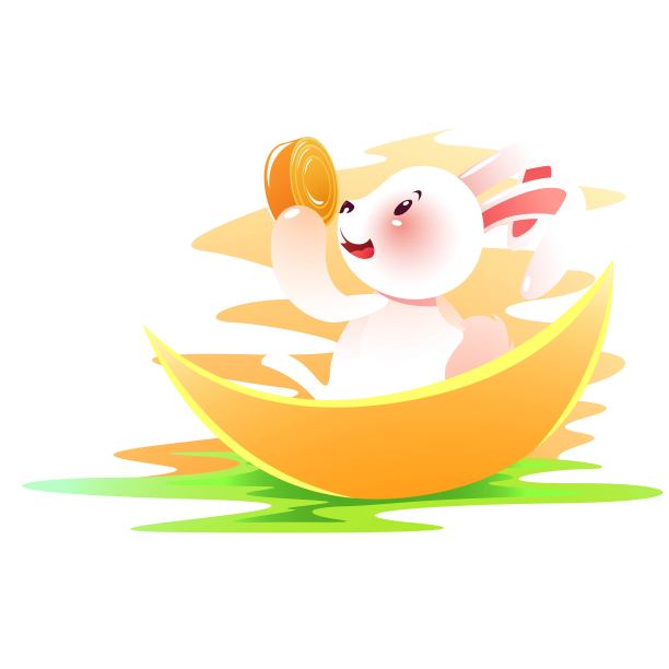 拿着月饼的兔子插画元素图片下载
