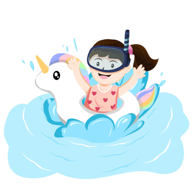 儿童戏水元素图片下载