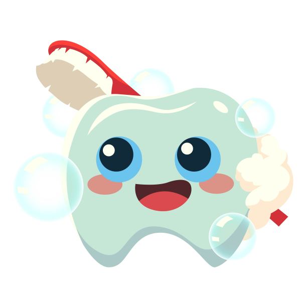 爱洗澡的牙齿宝宝插画元素图片下载