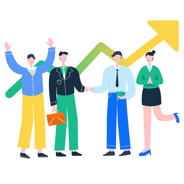 矢量扁平团队合作数据上涨插画图片下载