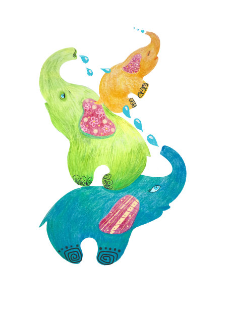 大象在孤立的地方倒水图片下载