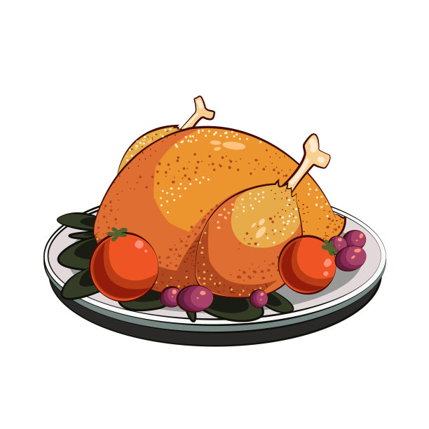 感恩节火鸡美食组合矢量图图片下载