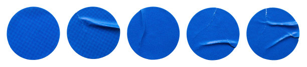 蓝色圆形纸不干胶标签设置孤立在白色背景上图片下载