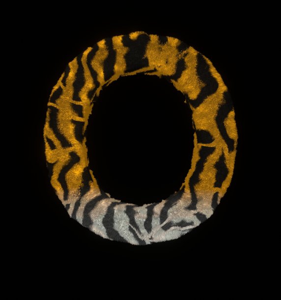 毛绒老虎主题字体字母O图片下载