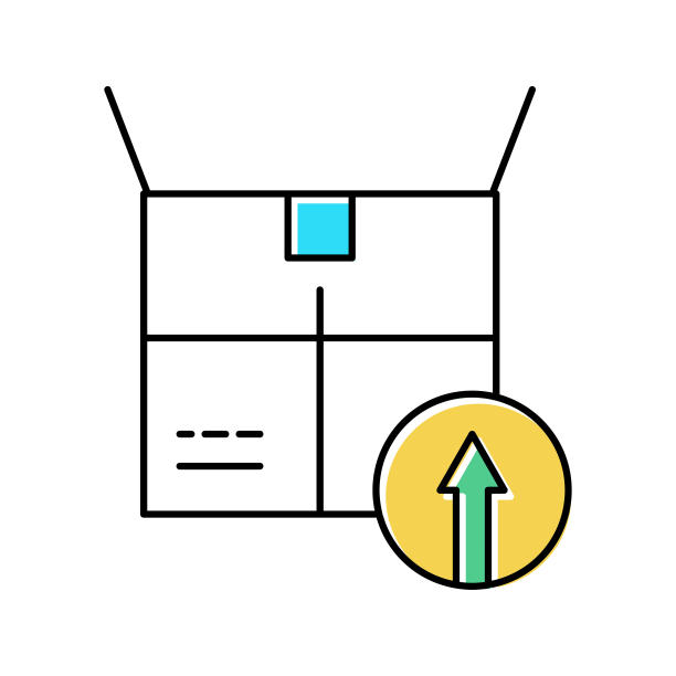 包装线性经济彩色图标矢量插图图片下载