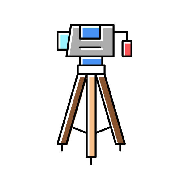 地质测量小工具彩色图标矢量插图图片下载