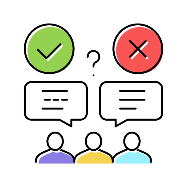 错误和正确的意见颜色图标矢量插图图片下载