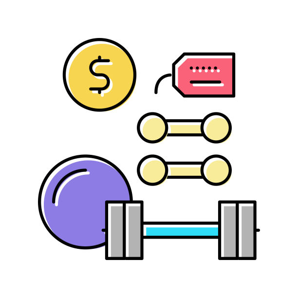 运动设备出租彩色图标矢量插图图片下载