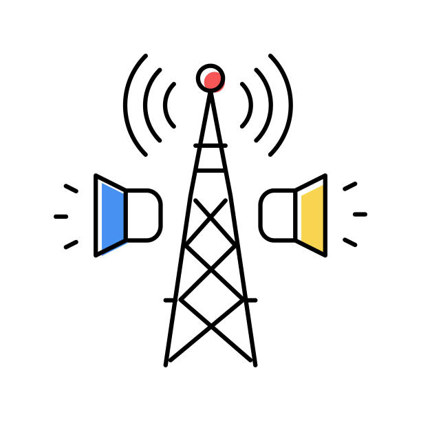广播彩色图标矢量插图图片下载