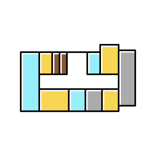 公寓平面图彩色图标矢量插图图片下载