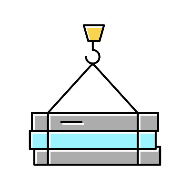 建筑材料运输彩色图标矢量插图图片下载