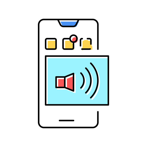 声音在电话颜色图标矢量插图图片下载