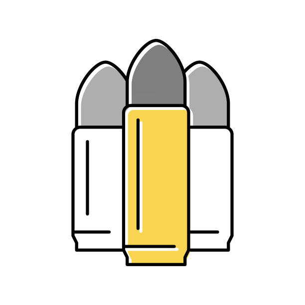 铅圆鼻子软点子弹头颜色图标矢量插图图片下载