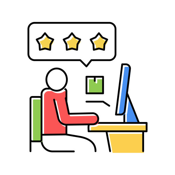 客户审查彩色图标矢量插图图片下载