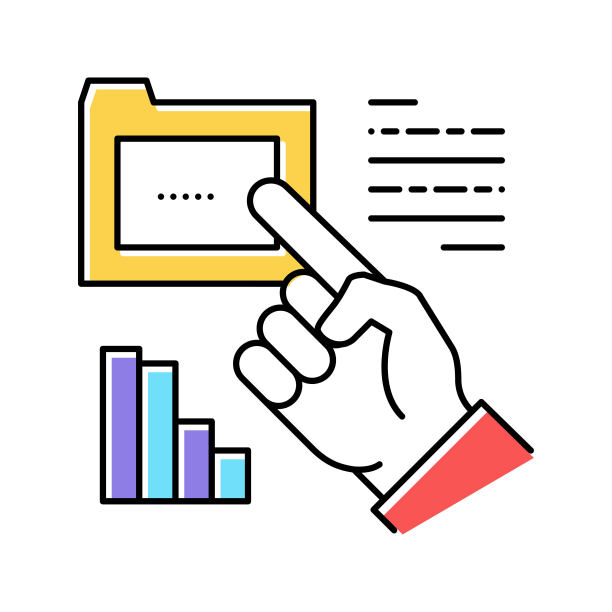 手动显示在文件夹颜色图标矢量插图图片下载