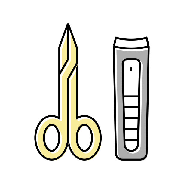 剪刀和镊子颜色图标矢量插图图片下载