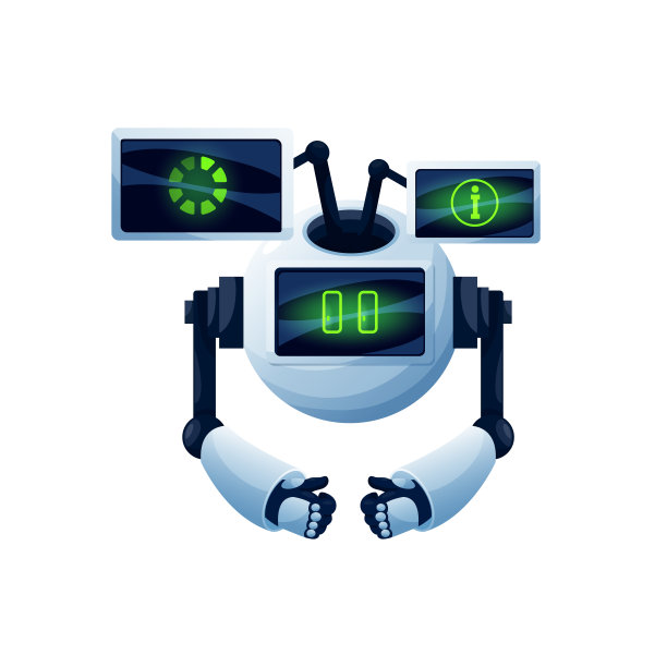 机器人聊天机器人与数字仪表盘数据屏幕图片下载