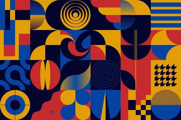 受现代主义美学启发，用抽象几何形状制作矢量图形图片下载