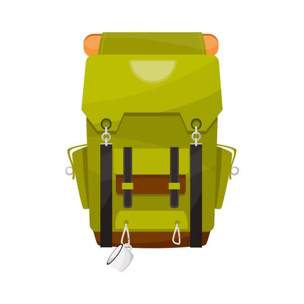 徒步背包与马克杯孤立的背包图标图片下载