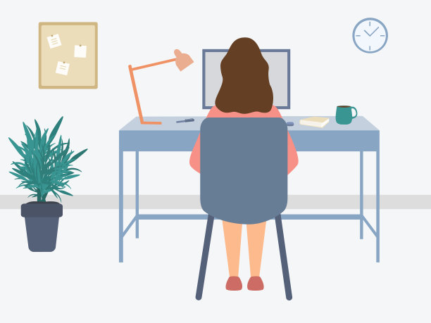 年轻女性在家里工作或在现代办公室图片下载