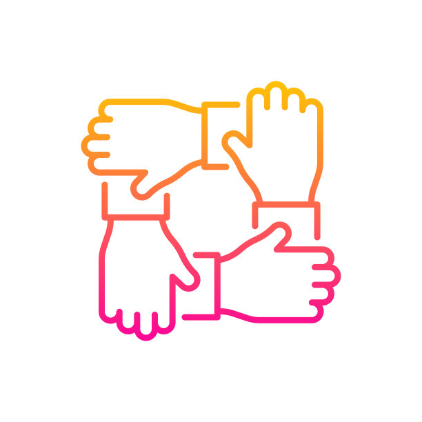 合作向量梯度图标设计插图。EPS 10文件在白色背景图片下载