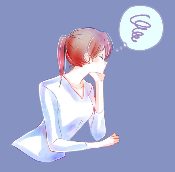 一个女人思考的插图图片下载