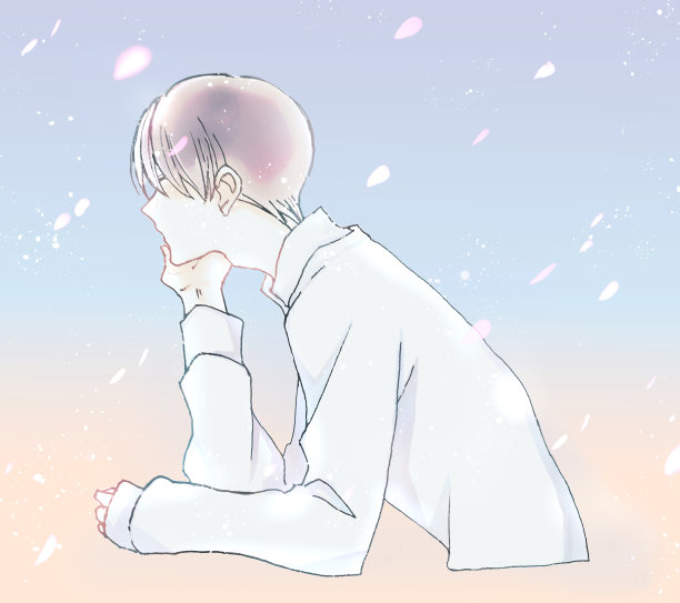 多愁善感的人在暴风雪的樱花图片下载