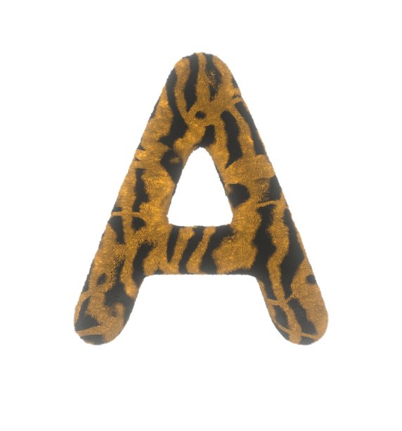 毛茸茸的老虎主题字体白色背景字母A图片下载