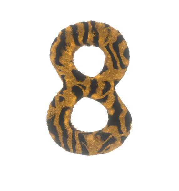 毛茸茸的老虎主题字体白色背景数字8图片下载