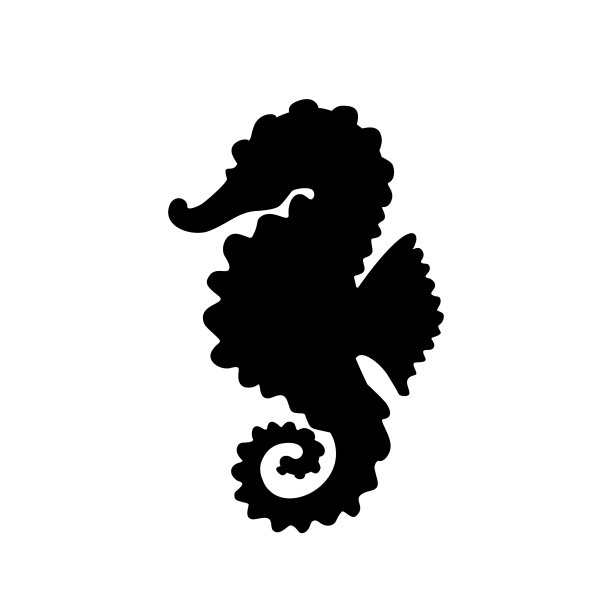 海马黑色图标在白色背景。美丽的剪影纹身设计，婚礼喜庆卡，时尚饰品，标志，儿童，图案。矢量插图。图片下载