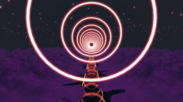 3 d渲染。在抽象的科幻隧道中无缝循环飞行。未来运动图形，高科技背景图片下载