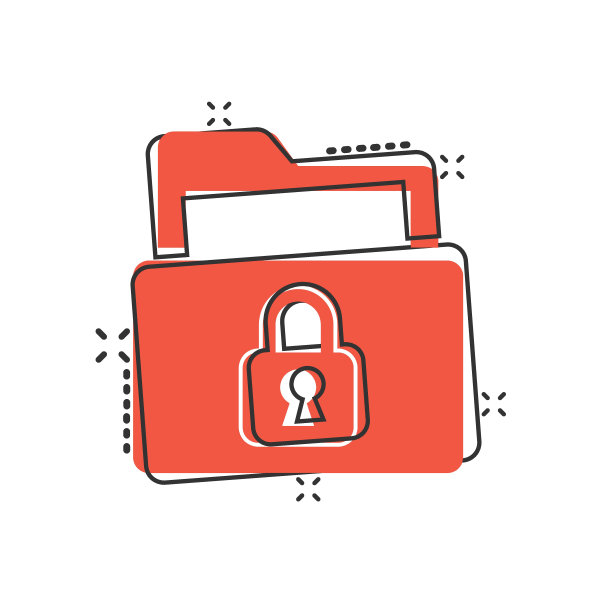 漫画风格的文件夹权限图标。文件访问卡通矢量插图孤立的背景。Secret archive splash effect招牌经营理念。图片下载