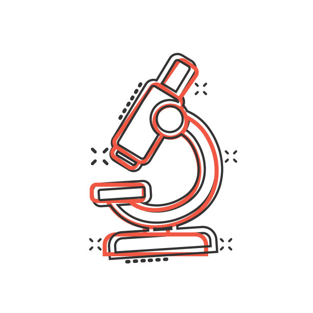 显微镜图标在漫画风格。实验室放大镜卡通矢量插图孤立的背景。生物仪器喷溅效应标志经营理念。图片下载