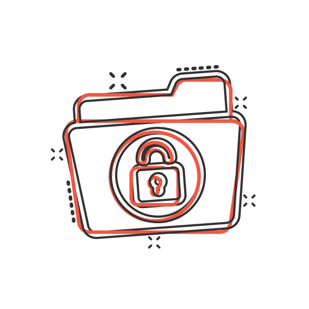 漫画风格的文件夹权限图标。文件访问卡通矢量插图孤立的背景。Secret archive splash effect招牌经营理念。图片下载