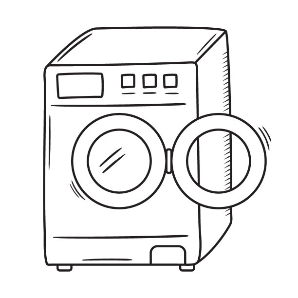 洗衣机的轮廓涂鸦图标图片下载