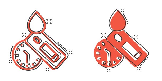 冠状病毒测试图标漫画风格。隔离背景上的COVID-19卡通载体插图。医疗诊断喷溅效应标牌经营理念。图片下载