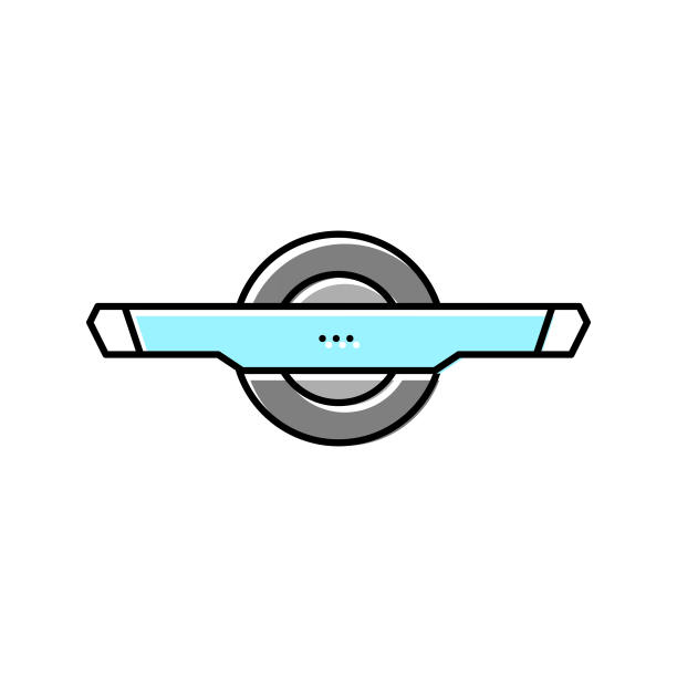 电动单轮滑板彩色图标矢量插图图片下载