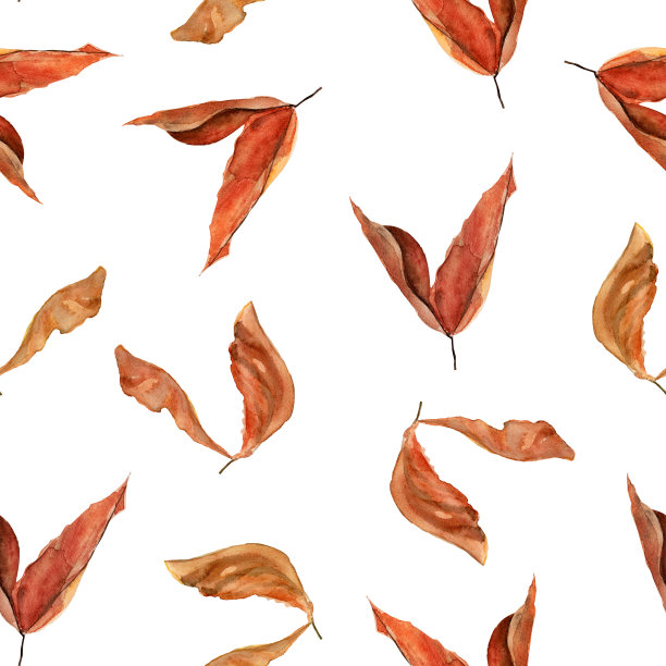干栗子叶水彩无缝图案图片下载
